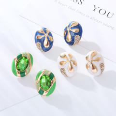 925 needle color enamel oval shape studs earrings