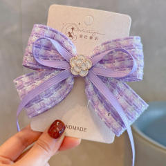 Handmade ribbon bow two layer bow hair clips for kids