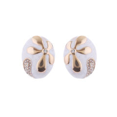 925 needle color enamel oval shape studs earrings