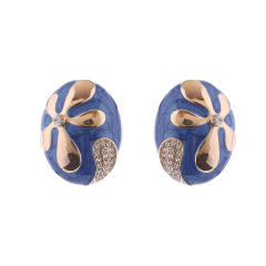 925 needle color enamel oval shape studs earrings