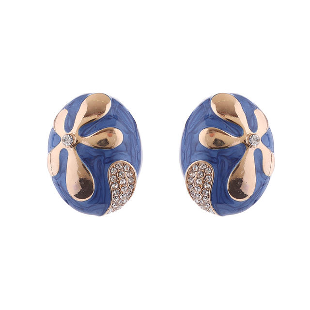 925 needle color enamel oval shape studs earrings