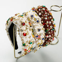 Handmade luxury colorful glass crystal statement knotted headband christmas headband