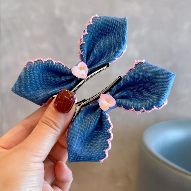 Cute denim bow sweet cherry hair ties hair clips for kids