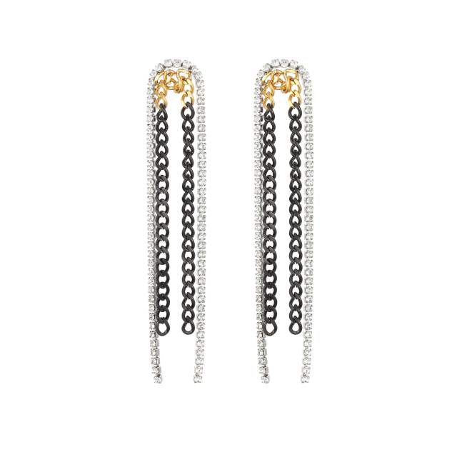Personality snake chain tassel long earrings stainless steel earrings
