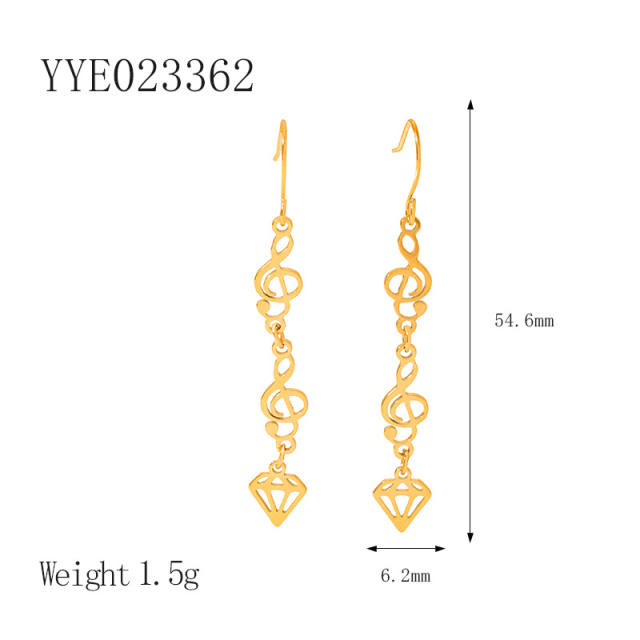 Creative gold color star butterfly hollow out dangle earrings stainless steel earrings
