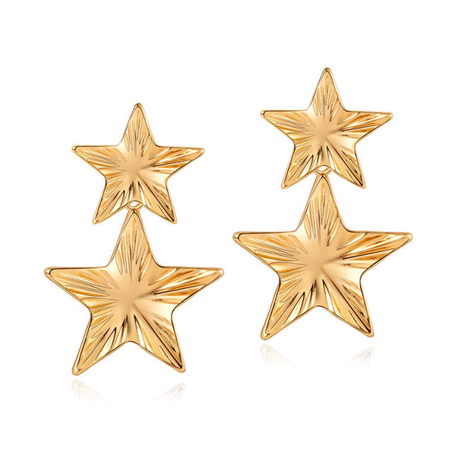 925 needle gold plated copper star dangle earrings