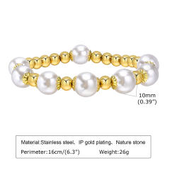 Elegant natural stone bead stainless steel bracelet