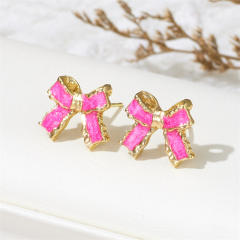 Concise color enamel cute box studs earrings