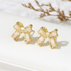 Concise color enamel cute box studs earrings
