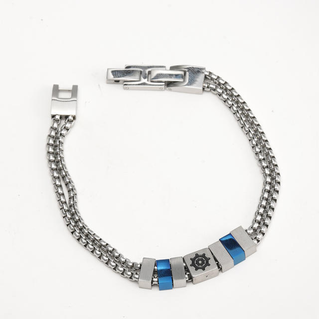 Hiphop silver color rolling bead stainless steel bracelet for men