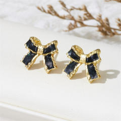 Concise color enamel cute box studs earrings