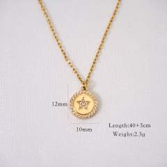 Dainty diamond crosss star pendant stainless steel necklace