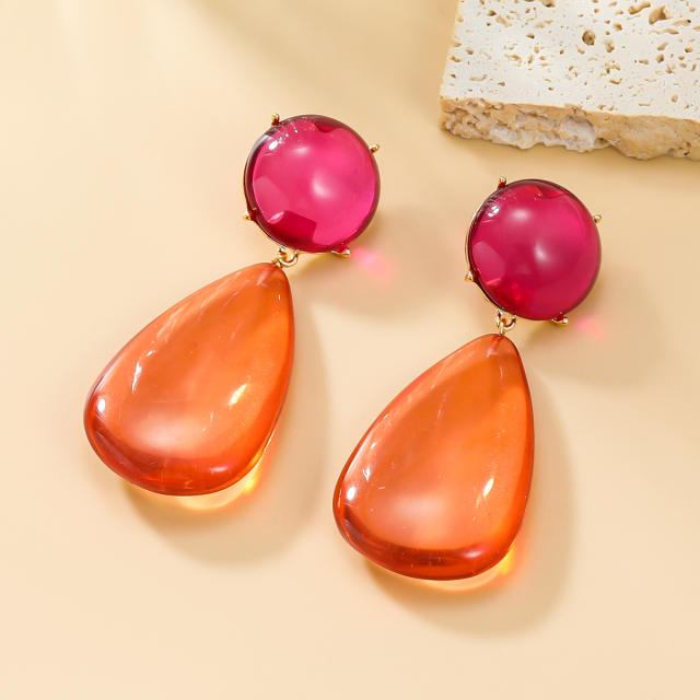 Boho water drop shape colorful resin dangle earrings for women drop earrings