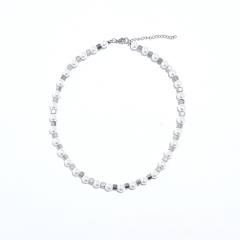Personality natural stone bead stainless steel necklace for women