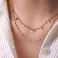 Dainty diamond crosss star pendant stainless steel necklace