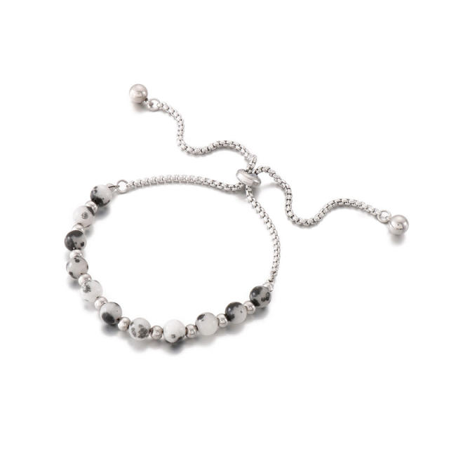 Occident fashion natural turquoise bead natural stone slide bracelet stainless steel bracelet