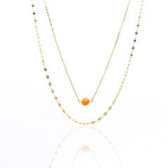 INS dainty natural stone bead two layer stainless steel necklace