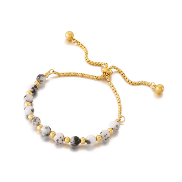 Occident fashion natural turquoise bead natural stone slide bracelet stainless steel bracelet
