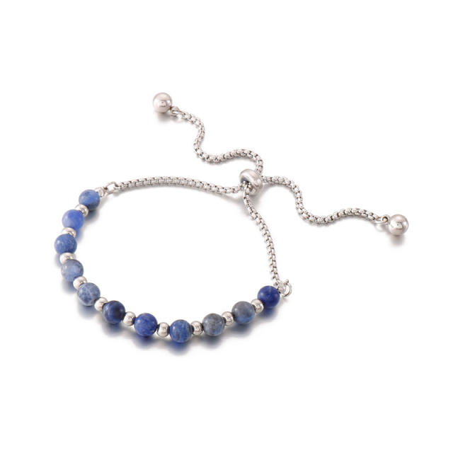 Occident fashion natural turquoise bead natural stone slide bracelet stainless steel bracelet