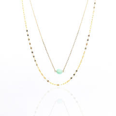 INS dainty natural stone bead two layer stainless steel necklace