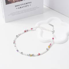 Personality natural stone bead stainless steel necklace for women