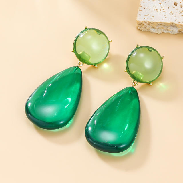Boho water drop shape colorful resin dangle earrings for women drop earrings