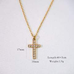 Dainty diamond crosss star pendant stainless steel necklace