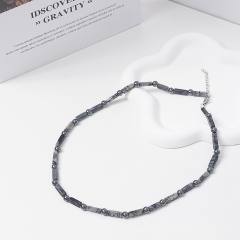 Personality natural stone bead stainless steel necklace for women