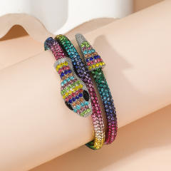 Punk trend colorful diamond snake Wrap Bracelet