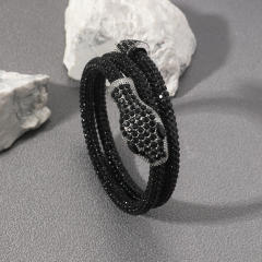 Punk trend colorful diamond snake Wrap Bracelet