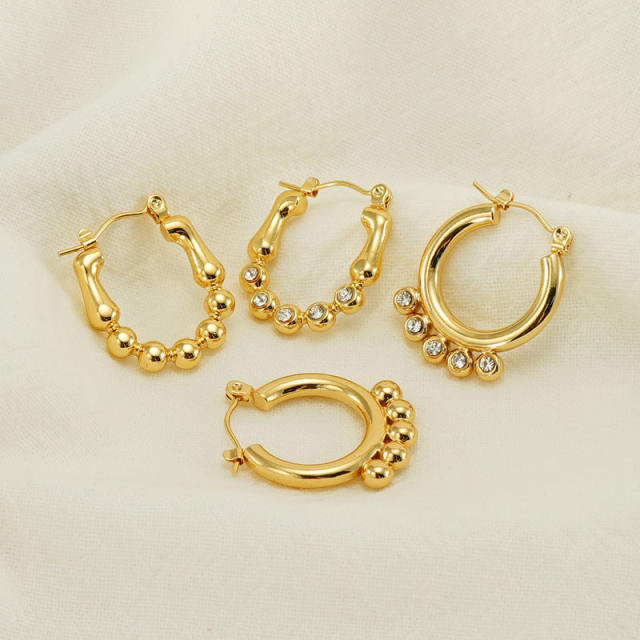 Unique diamond hoop stainless steel earrings small hoop earrings