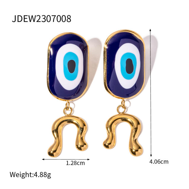 Vintage blue eye evil eye series stainless steel earrings rings set collection