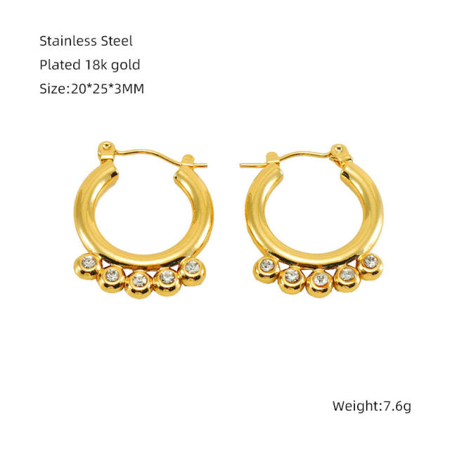 Unique diamond hoop stainless steel earrings small hoop earrings