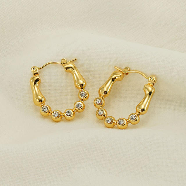 Unique diamond hoop stainless steel earrings small hoop earrings