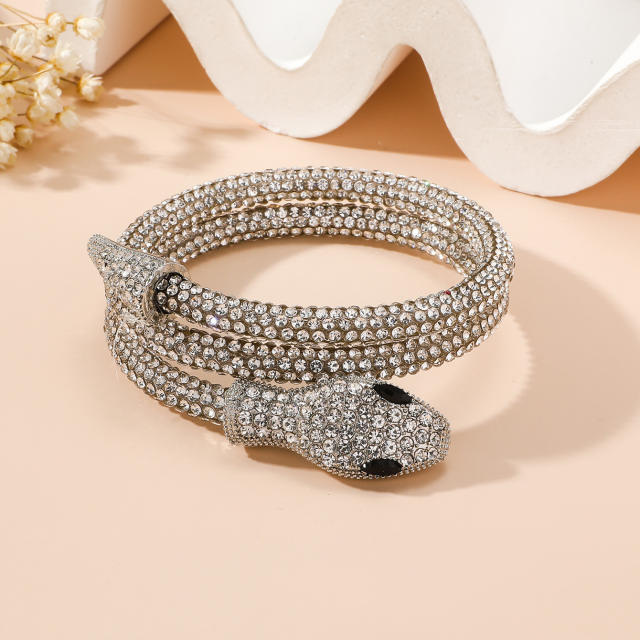 Punk trend colorful diamond snake Wrap Bracelet