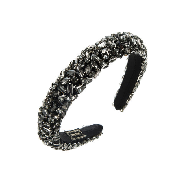 Baroque black gold color diamond padded headband for party wedding