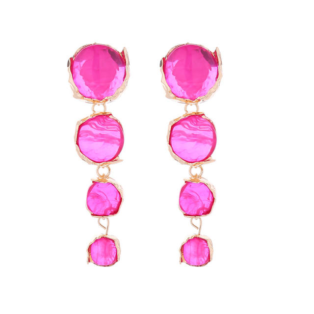 925 needle elegant clear resin colorful dangle earrings for women