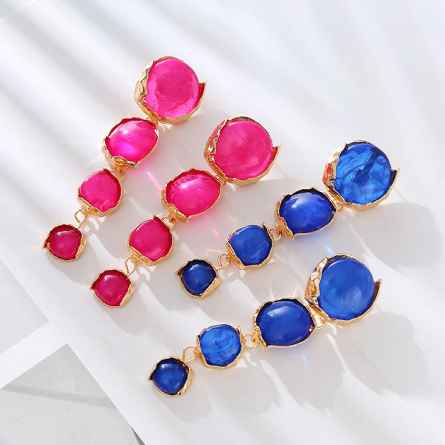925 needle elegant clear resin colorful dangle earrings for women