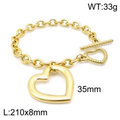 Chunky hollow out heart pendant stainless steel chain necklace bracelet set