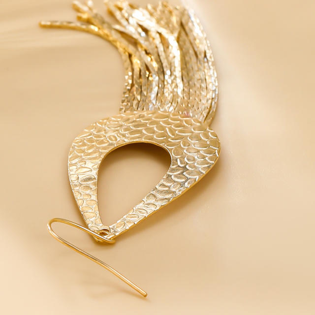 Occident fashion gold color chain tassel drop shape metal dangle earrings