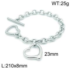 Chunky hollow out heart pendant stainless steel chain necklace bracelet set