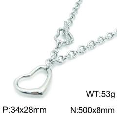 Chunky hollow out heart pendant stainless steel chain necklace bracelet set