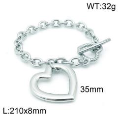 Chunky hollow out heart pendant stainless steel chain necklace bracelet set