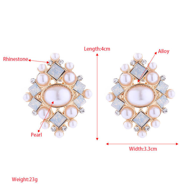 925 needle fresh green color flower pearl bead women earrings