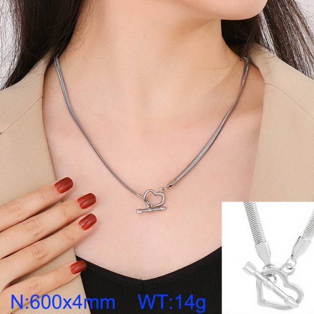 Chunky stainless steel snake chain rope chain toggle necklace