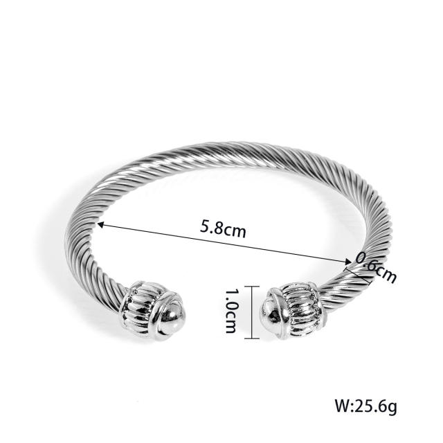 Popular contrast color wireless stainless steel cuff bangle