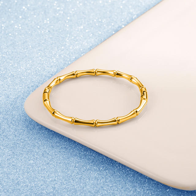 Basic bamboo bead stainless steel bangle band
