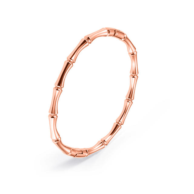 Basic bamboo bead stainless steel bangle band
