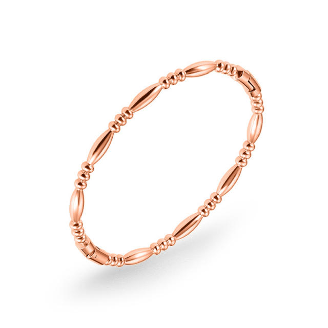 Basic bamboo bead stainless steel bangle band