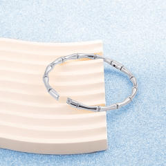 Basic bamboo bead stainless steel bangle band